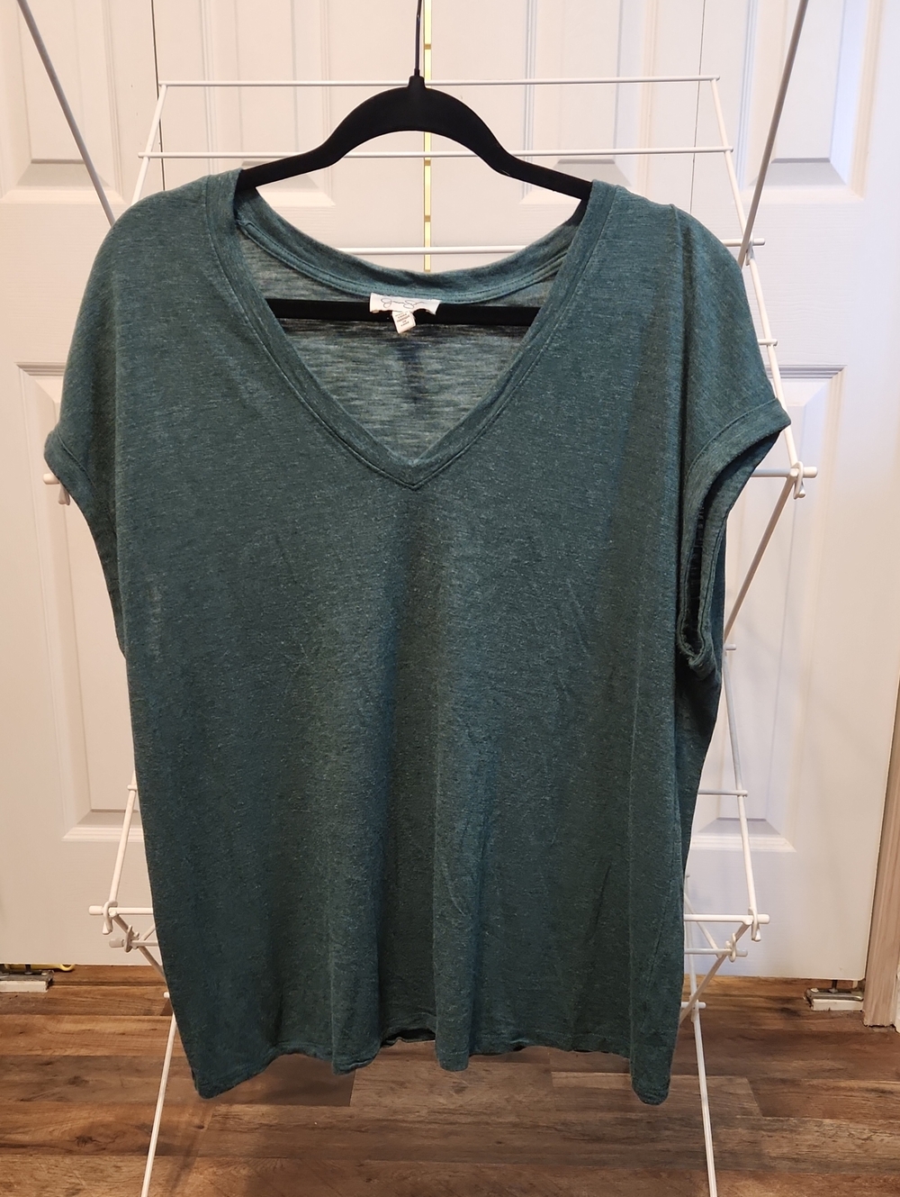 V-Neck Short Sleeve Women's Top — Teal - Picture 1 of 3
